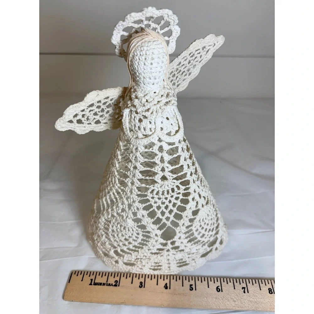 Vintage Handmade White Starched Angel Tree Topper/Wall Hanging